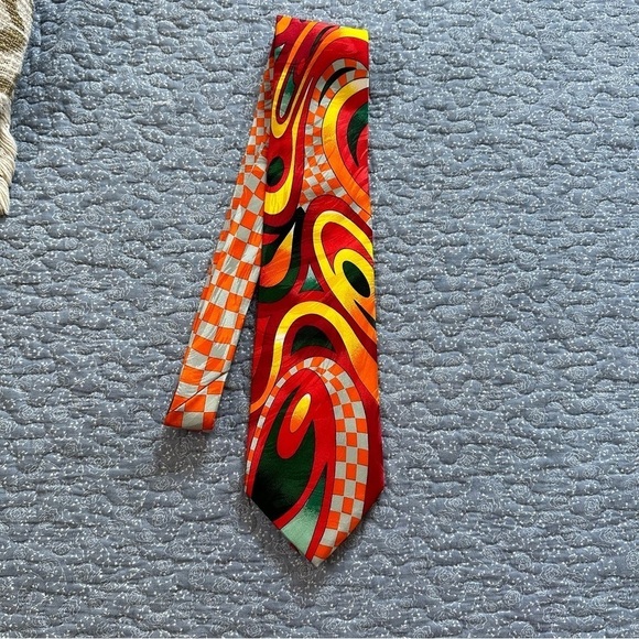 Rush Limbaugh Tie Vtg. 90s No Boundaries Collection Silk Orange & Red 58” x 4” - Picture 4 of 9